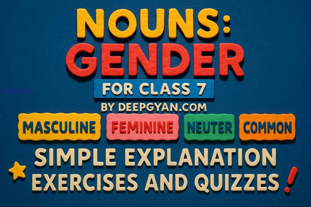 An illustrative chart showing advanced concepts of Noun Gender for Class 7, including personification and abstract nouns.